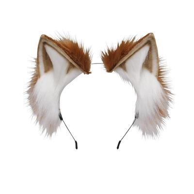 L CLOVER Serre-tête oreilles de chat et de renard, grand modèle, idéal pour le cosplay, les costumes, Halloween, les fêtes scolaires et Noël. (marron)