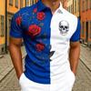 Men's Skull Rose Floral Print Polo Shirt Men's Outdoor Street Short Sleeve Tees Top Summer Home Casual T-shirt Men's and Women's Polo Shirt
