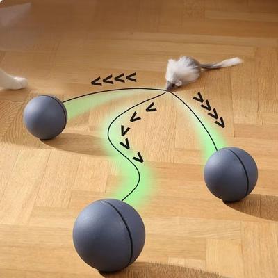 ABS Automatic Electric Cat Toy Simulated Tail Flashing Light Automatic Rolling Ball Toy with Mouse Multifunctional Cat Ball Toys