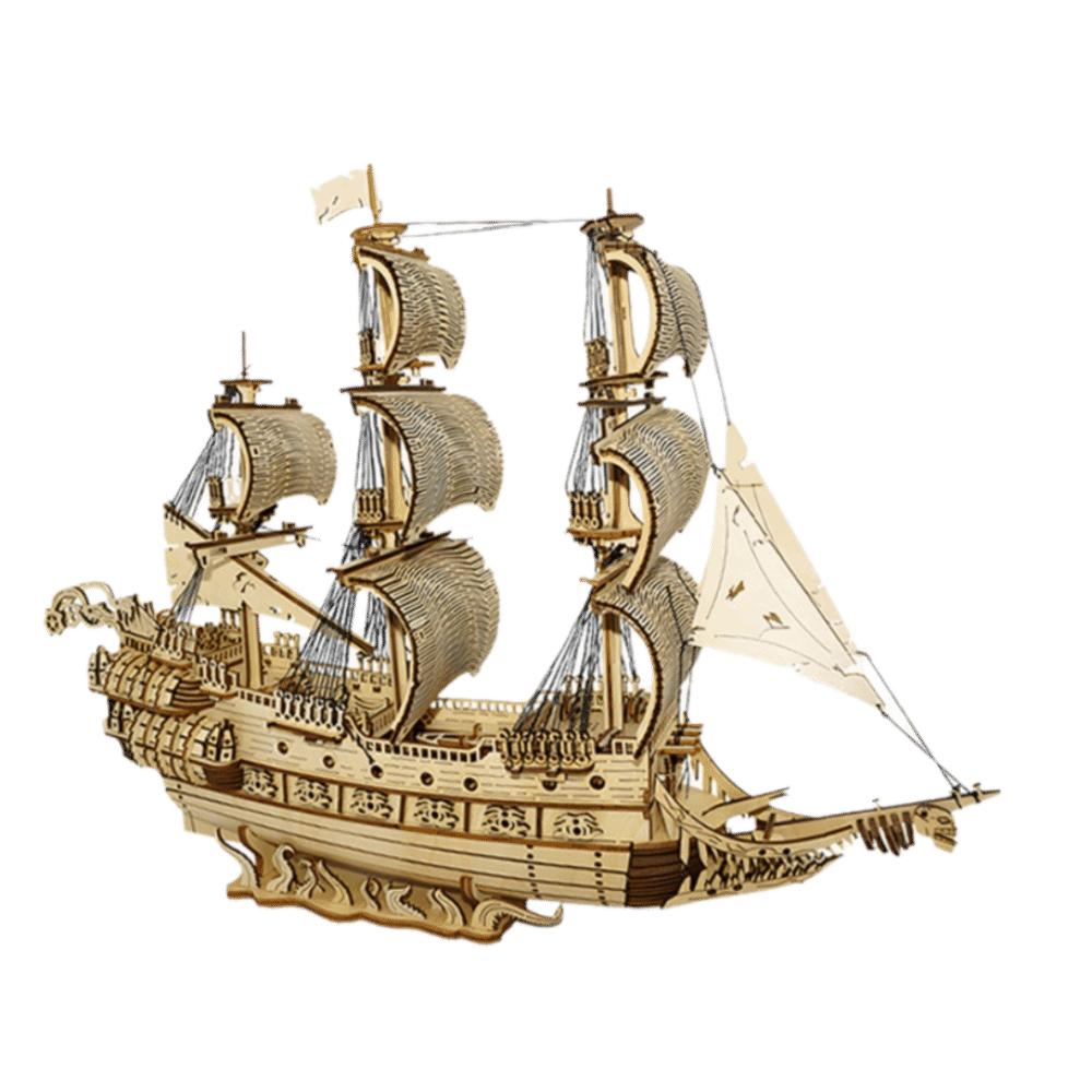 3D Construction Wooden Model Kit Wooden Material Pirate Ship Model DIY Assembled Model  Home Decor