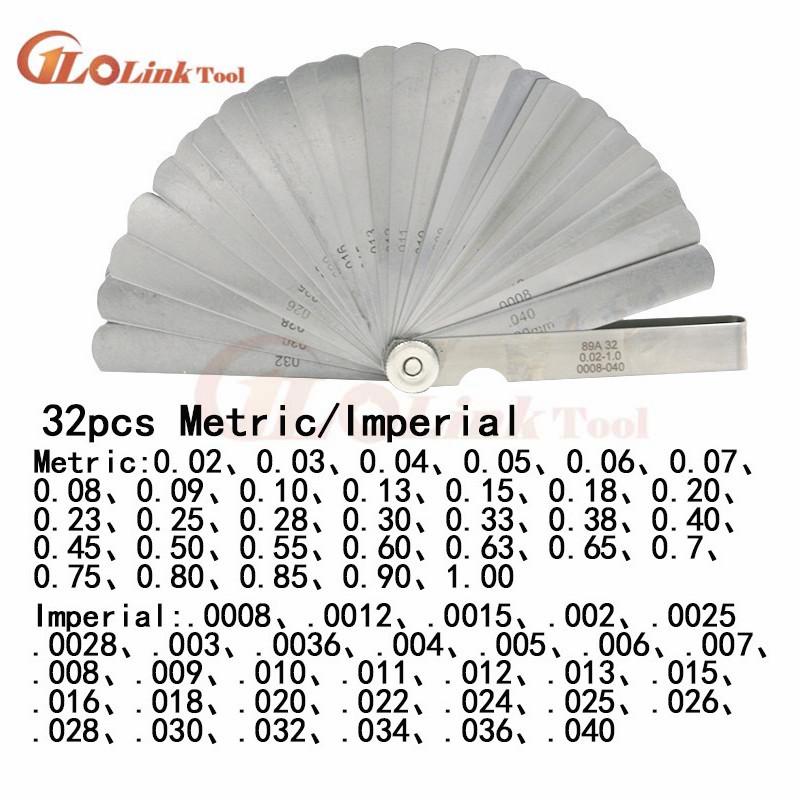 32 Blades Metric Thickness Gage Set Tappet Valve Feeler Gauge Gauges/METRIC Measuring Tool High Quality