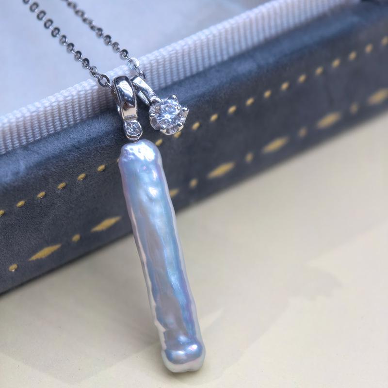 

Чокер из пресноводного жемчуга барокко серебристого цвета неправильной формы Premium Smooth Silver Bar (includes Silver Chain)