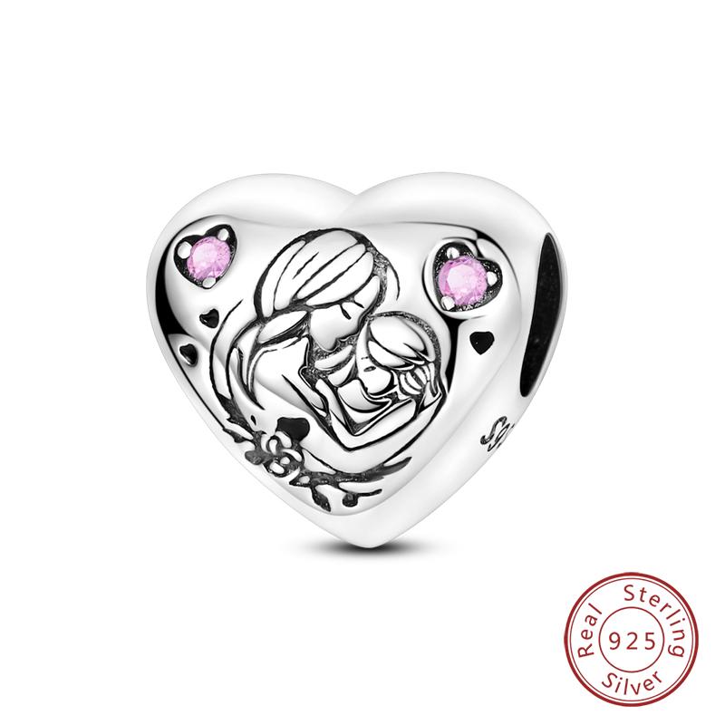 Mother'S Day Copper Pink Heart Shape Embrace Mom Charms Pendants Fit Qikaola Original Bracelet Diy Jewelry Gift