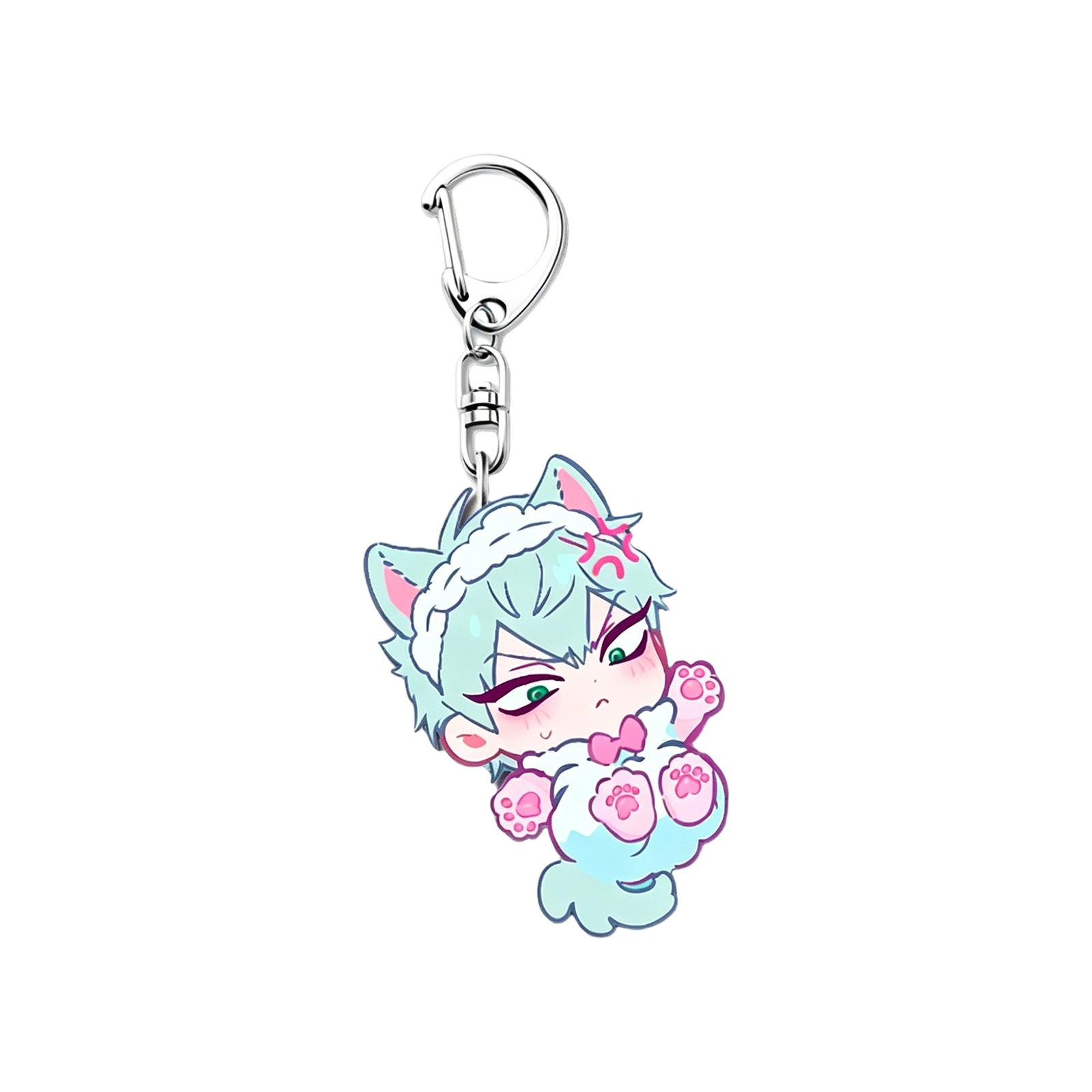 

Anime Style Acrylic Keychain Charm with Rectangular Design for Backpack Bag Pendant with Metal Clip Suitable for Students and Collectors One Size