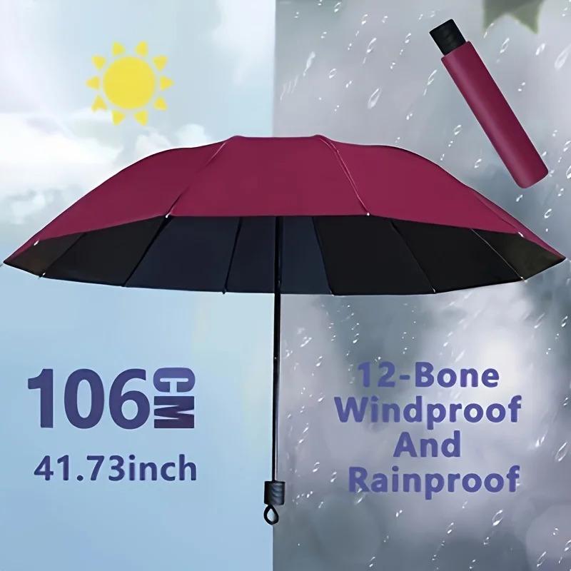 12 Ribs Extra Large Windproof Auto Open/Close Umbrella UV Sun Rain Dual Use Compact Portable Travel Fashionable Men Women