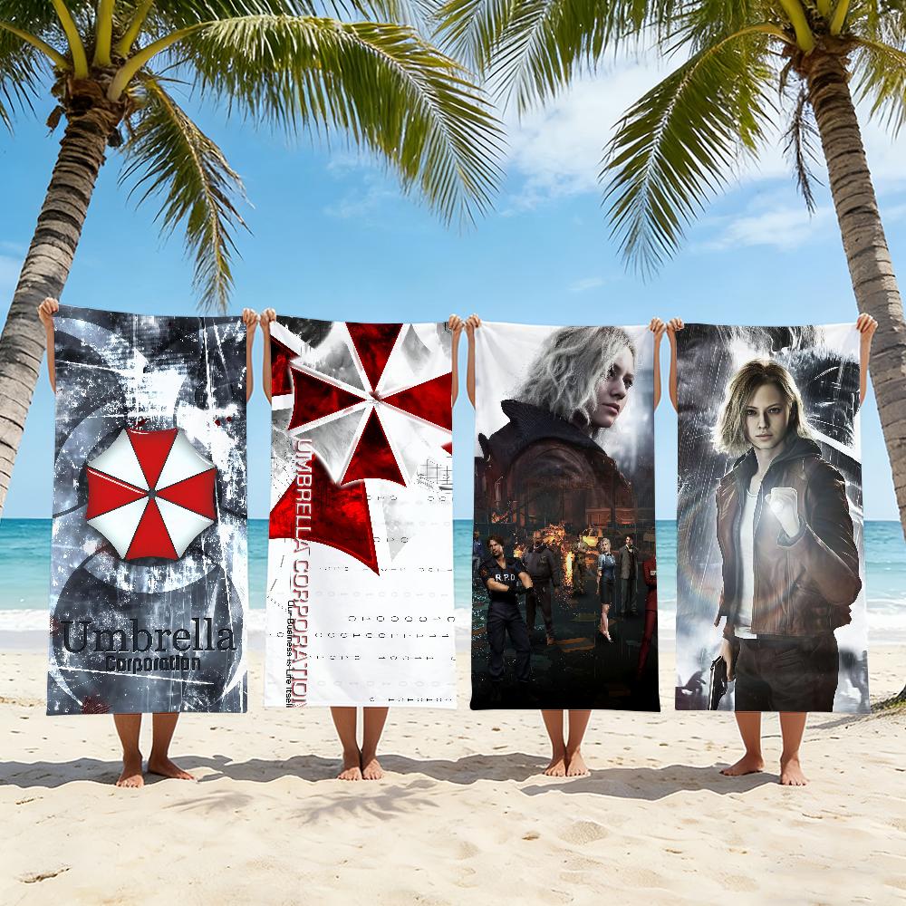 Game R-RESIDENT EVIL Umbrella Towel Beach Towel Travel Lightweight Skin Friendly for Pool Beach Camping Cruise Summer