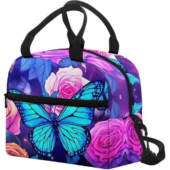 Kawaii Erdbeer-Katze Lunchtasche für Mädchen Kinder 8-10 10-12 Isoliert Lunchbox Tragbar Kühlbox Lunchbag Tragetasche Handtasche Mahlzeitenvorbereitung Organizer Arbeit Schule