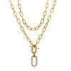 High Quality Women Layered Necklace Colorful Gold Plated Stainless Steel OT Clasp with Zircon Necklace for Girls