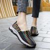 Damen Große Größe Handgewebte Freizeitschuhe Frühling Sommer Neu Dicke Sohle Flach zum Hineinschlüpfen Runde Zehenpartie Lässige Sneaker Laufschuhe