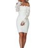 Women Sexy Lace Solid   Neck Off Shoulder Cocktail Party Elegant Dress