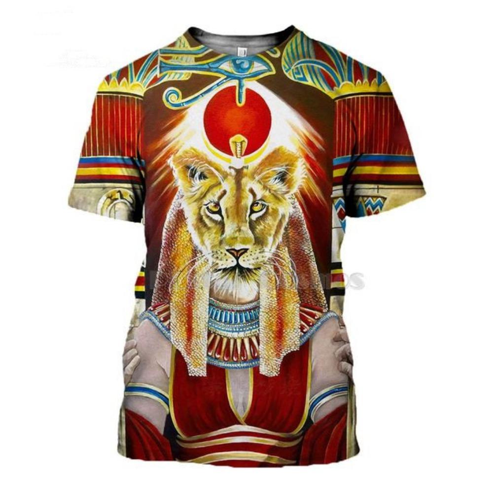Men's Egyptian Totem 3D Printed T Shirt Summer Funny Retro Mystery Ancient Horus Harajuku Short Sleeve Streetwear