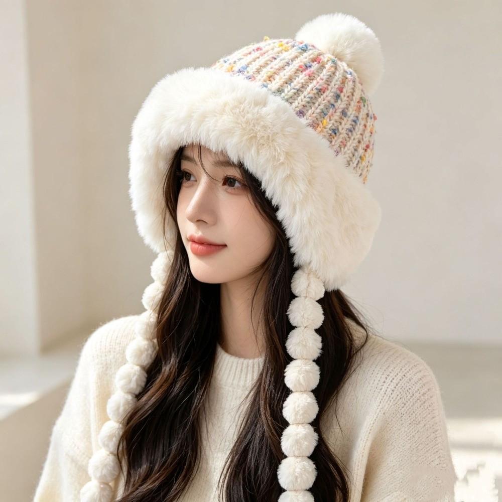 Fleece Lined Stretchy Knitted Hat Soft Ear Protection Hat Fashion Colored Beans Beanie Cap Outdoor