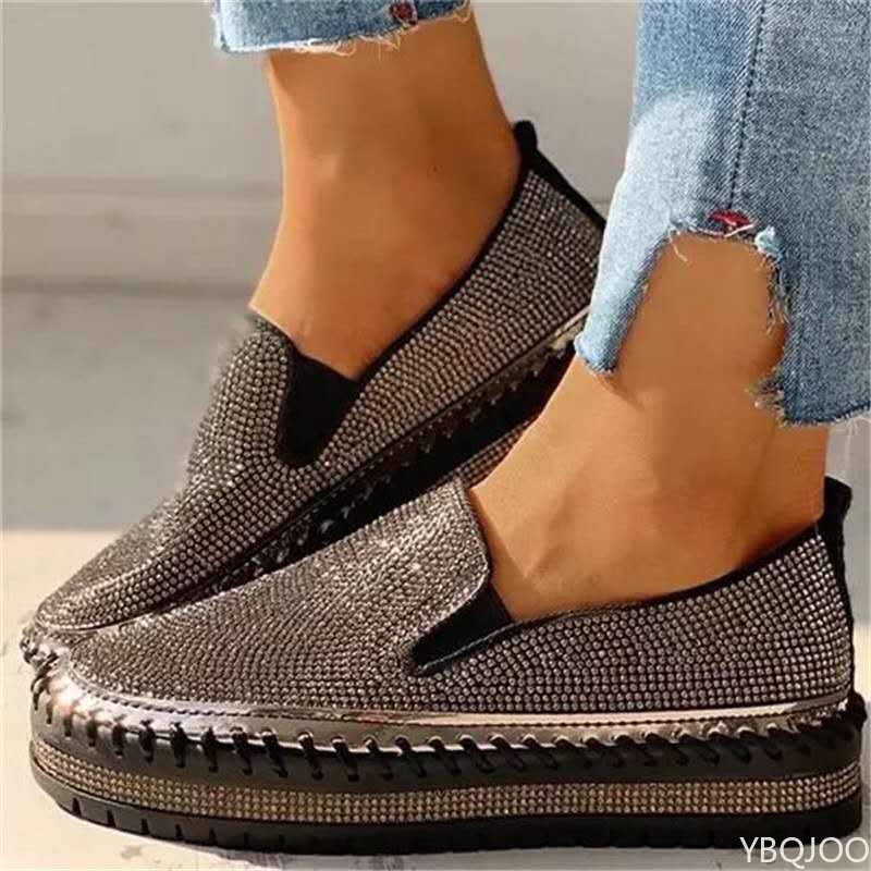Thick Soled Women's Shoes Spring New Casual Rhinestone Decoration Versatile Sports One Foot Casual Shoes Zapatos Mujer Sneaker