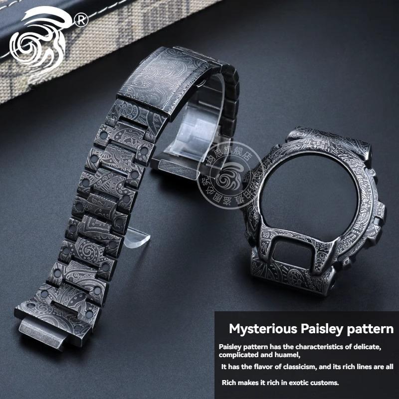 For Casio G-SHOCK Modified Metal Case Strap DW-6600 DW-6900 DW-6903 DW6900 Stainless Steel Retro Carved Watch Bezel Watchband