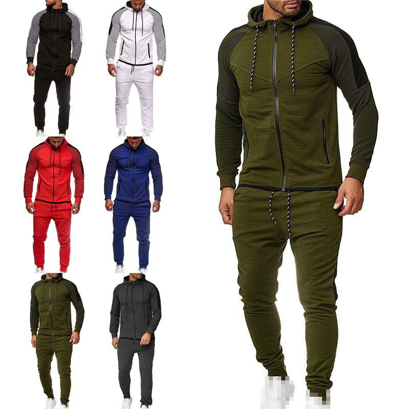 Classic Men Tracksuit Set With Hooded Pullover And Adjustable Jogging Pants