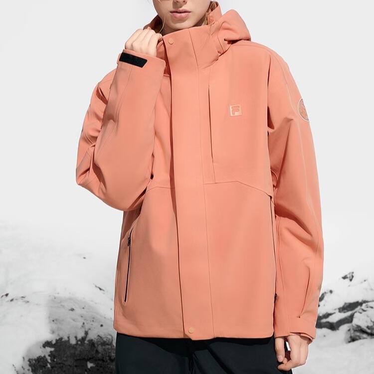 Men's Jacket FILA Waterproof And Windproof To Keep Warm Windbreaker Jacket Unisex Earthy Saffron