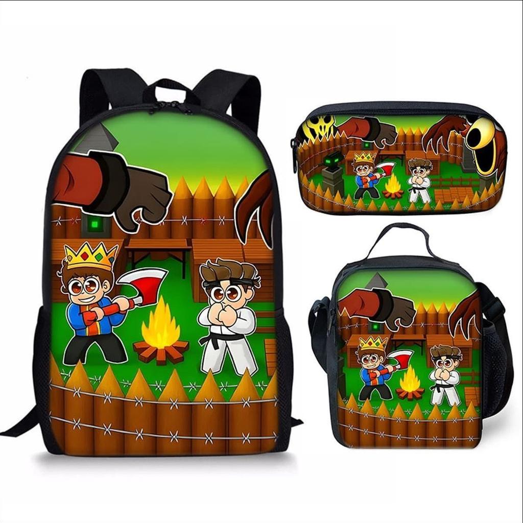 Cool Girls Printing Anime 3Pcs/Set Daily Pack Pupil School Carry Carrier Kid Sweet Outing Backpack Children Birthday Gift