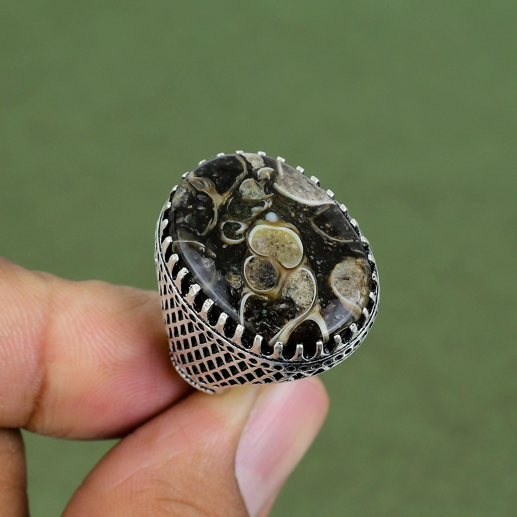 

Turritella Agate Ring 925 Sterling Silver Ring Handmade Jewelry Natural Gemstone Ring Silver Jewelry Anniversary Gift Available In Ring Size 6 US