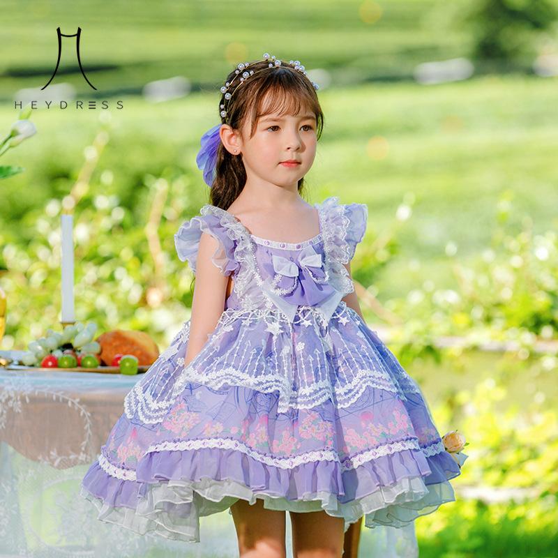 Summer New Children Wear Girls Lace Chiffon Pouce Dress Children Lolita Party Dress