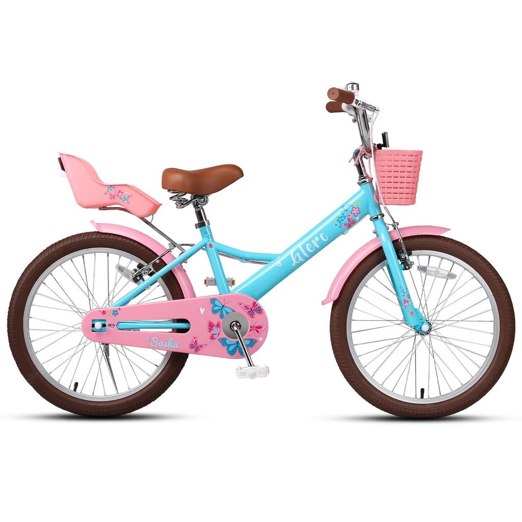 Sasha Cute Butterfly Pattern Plush Bicycle with Doll 20 8 To 15 Years Infants and Elementary School Practice City Riding Front Blue Light Blue [Glerc]