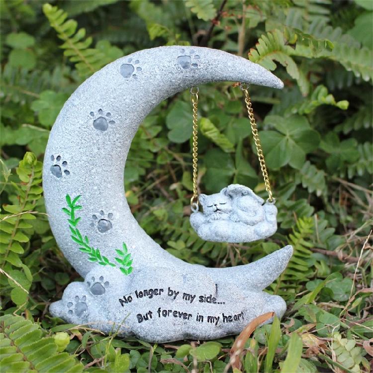 Pet Memorial Statue Dogs Cats TombstonesFigurine Resins Sculpture Garden Decors