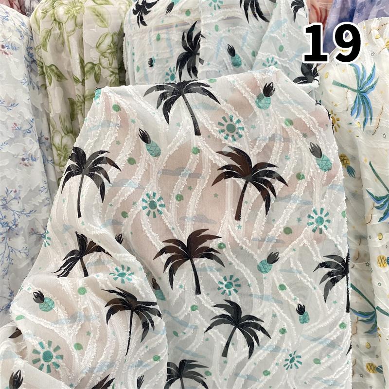 Nowa Tkanina Szyfonowa Miękka Półprzezroczysta Lekka Oddychająca Styl Chiński Żakard Kwiatowy na Sukienki DIY Koszule Przeciwsłoneczne