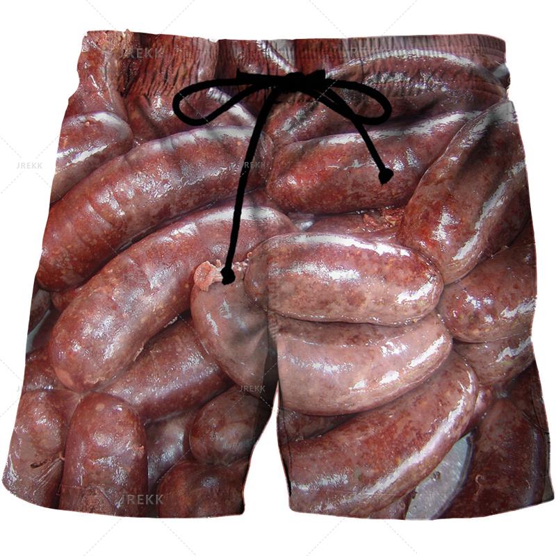 Summer 3D Food Graphic Print Shorts Fashionable Casual Beach Men's Shorts
