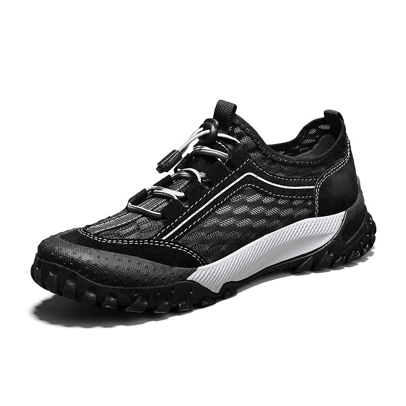 

Дышащие мужские кроссовки, легкие мужские сетчатые повседневные туфли, нескользящая обувь для отдыха и прогулок, летние мокасины с открытыми носками 44 чёрный