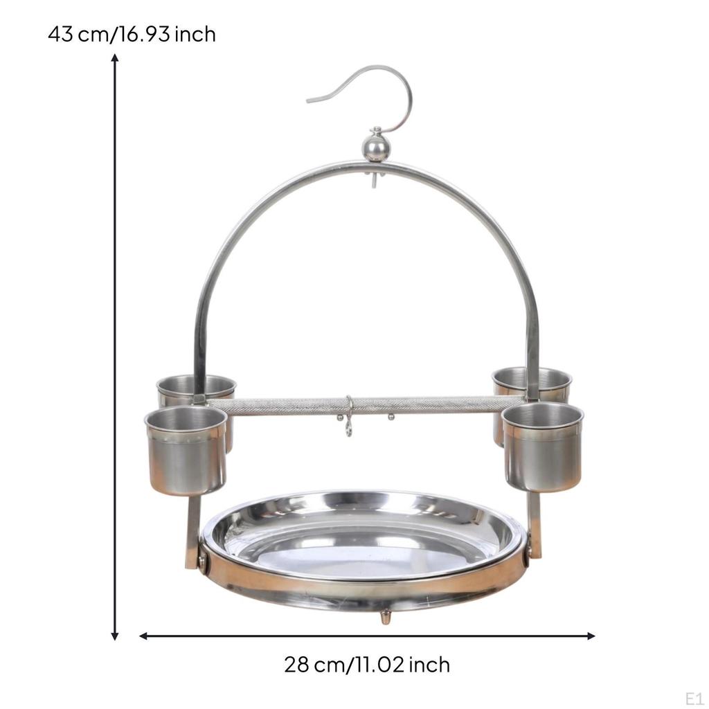 Bird Standing Rack Stainless Avian Perch Stand Round Base