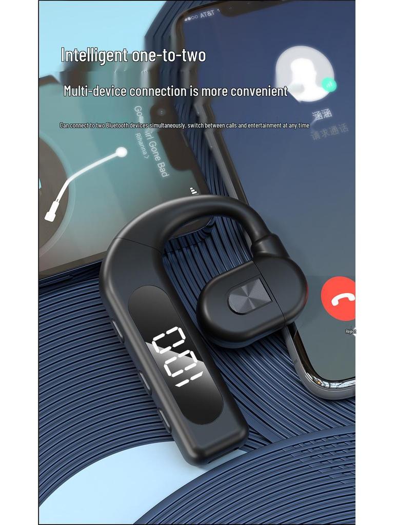 V59 Wireless Single Ear Bluetooth Earphone with Long Battery Life and Digital Display
