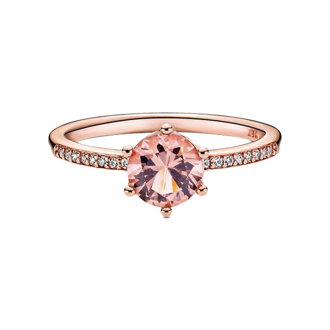 Pandora Shining Crown Single Stone Alloy Ring Women rings Pink 188289C01 Box,56