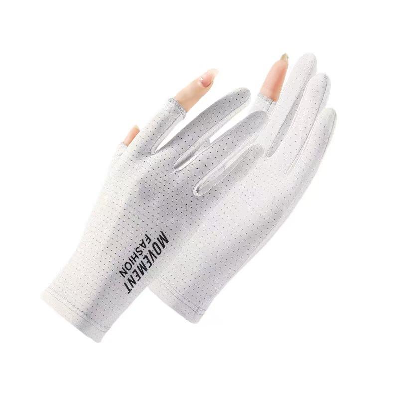 Cycling Gloves for Men and Women Summer Thin Ice Silk Breathable Touch Screen Driving Fishing Anti Slip Flip Two Finger Sun Protection Gloves