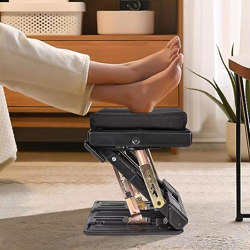 4-Height Adjustable Footrest, Foldable, Under-Desk, Office, Work, Car, or Home Use (Black)