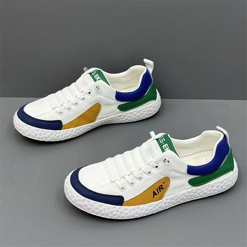Summer men's shoes color matching mesh breathable fashion casual versatile men's shoes college style sports shoes board shoes