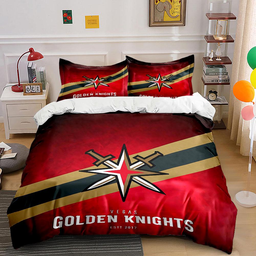 Vegas Golden Knights Bedding Set Bedding Duvet Cover Set Duvet Cover Pillowcases (1 * Duvet Cover 2 * Pillowcases, Without Duvet Insert)