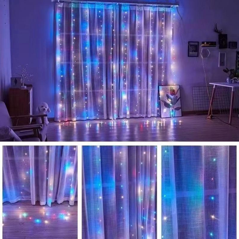USB LED Copper Wire Curtain Lights with Remote - Decorative Holiday Atmosphere Light Strip
