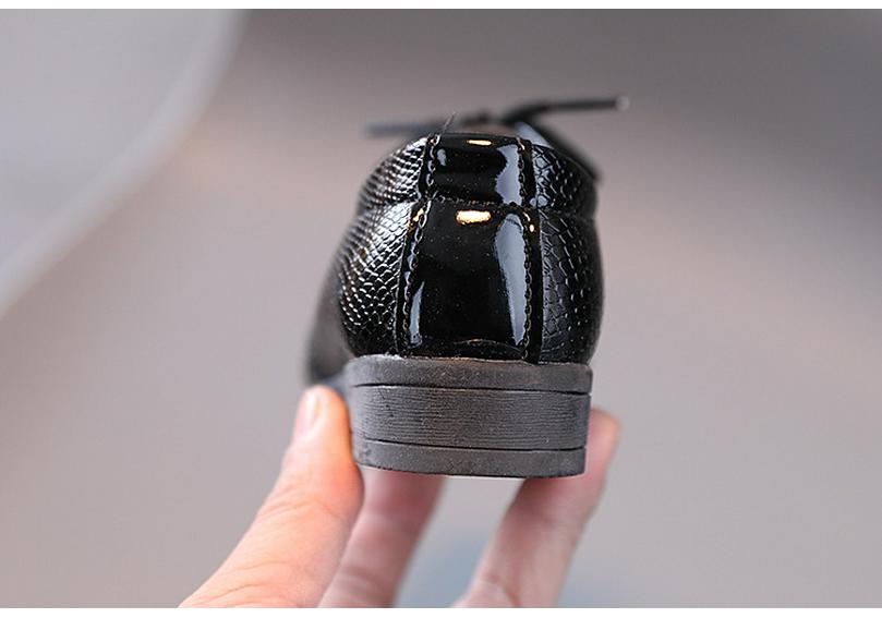 Boys' British Style Leather Lace-up Shoes - Spring/Autumn 2023, Black Performance for Students