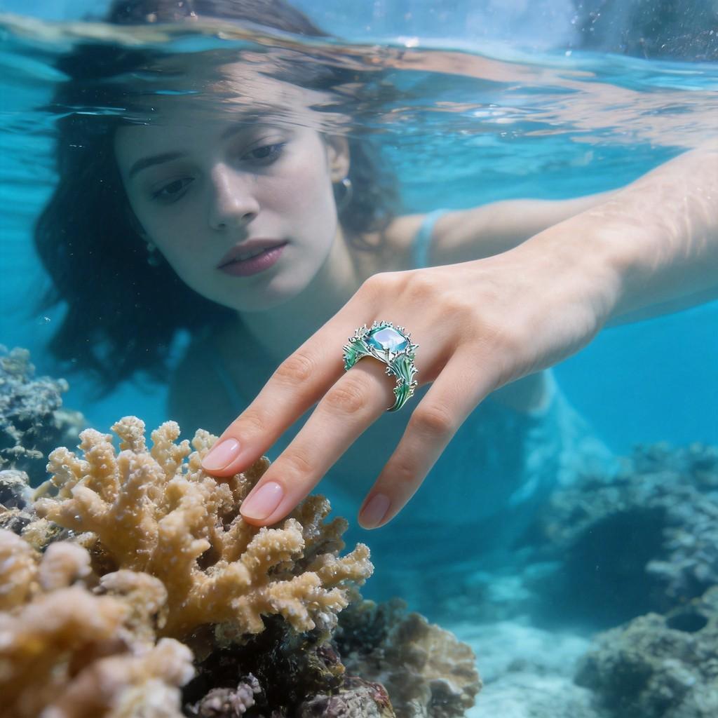 Ozean Koralle Welle Ring Mit Mikroschliff Zinklegierung Für Mode Frauen