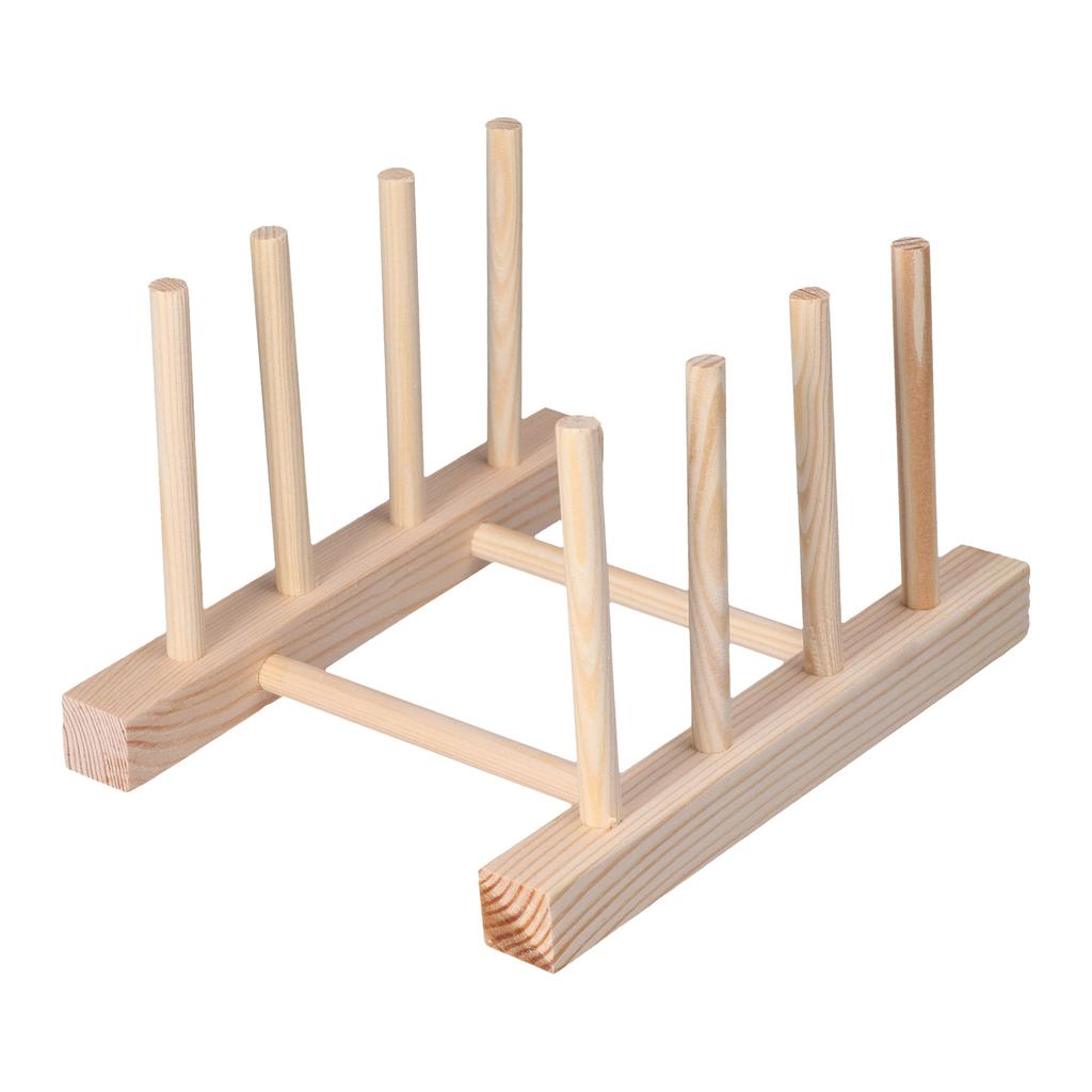 Bambus Tallerken Lett Bærbar Miljøvennlig Holdbar Furu Oppvaskstativ 3 Rader