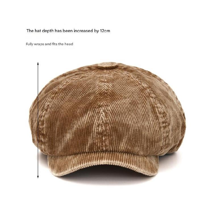 French Corduroy Beret With Lightweight Design For Women Soft Cotton Blend Khaki Hat For Everyday Elegance
