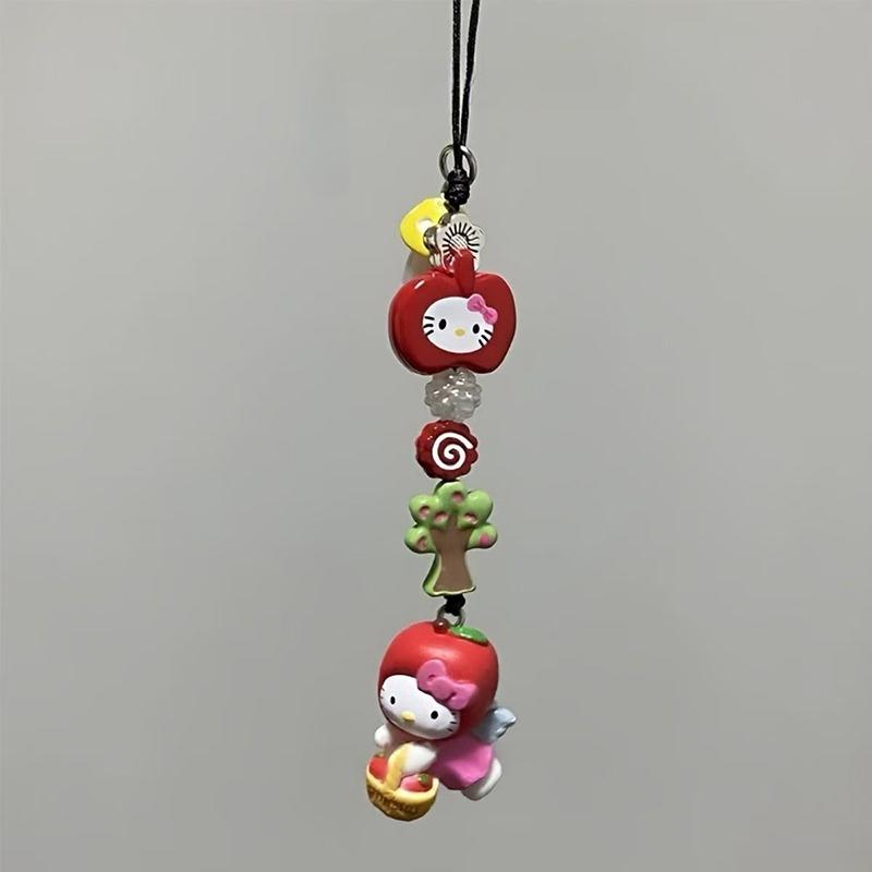 

Милый Красный Pingguo Ангел Hello Kitty Телефонная цепочка Брелок Милая Девушка Против Потери Ремешок на Запястье Браслет Шарм для Чехла для Наушников Декор для Сумки