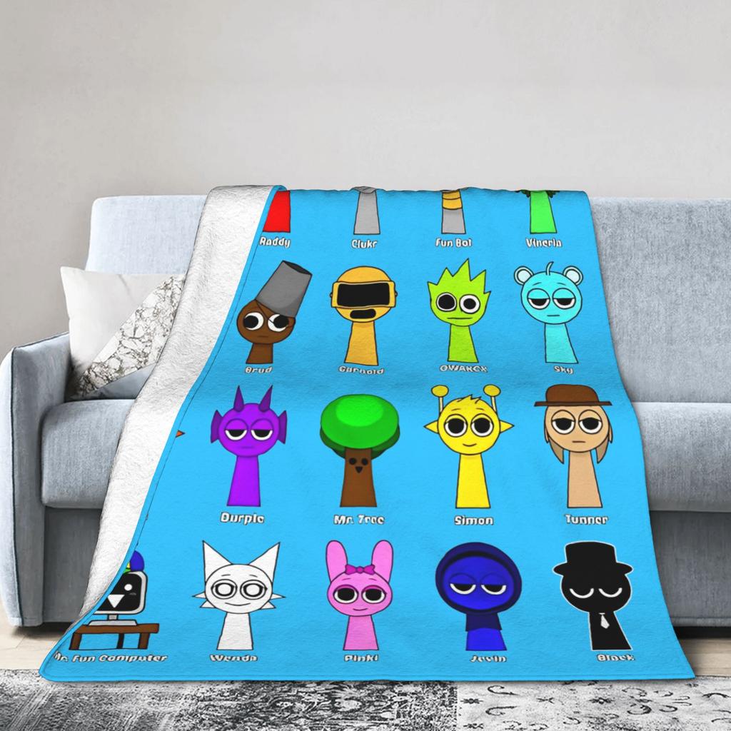 Sprunkis Game Blankets Fleece Novelty Breathable Throw Blankets for Chair Covering Sofa All Season