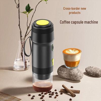 Tragbare grenzüberschreitende beheizbare Espresso-Kapsel-Kaffeemaschine – Kompatibel mit kleinen/großen Kapseln & Kaffeepulver