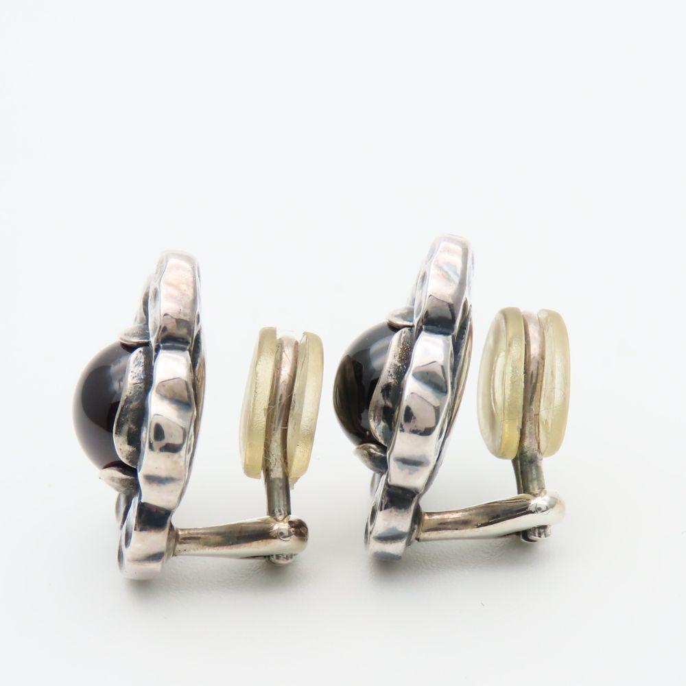 Used Georg Jensen Earring Heritage Year 2002 Silver925/garnet 13.8g Silver Red series Accessories