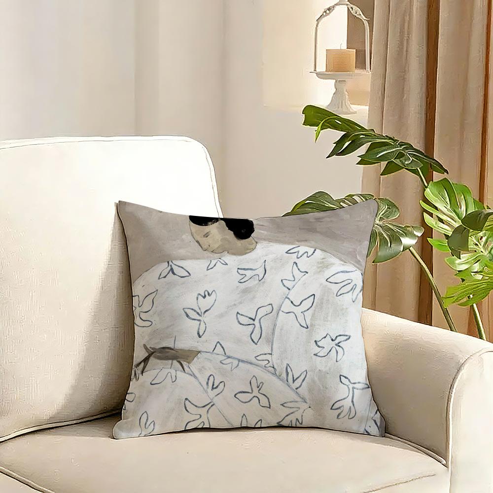 Abstract Figure Lines Girl Sofia Cushion Cover Reversible Plush Pillow Cover Soft Fluffy Home Decor for Sofa Bedroom