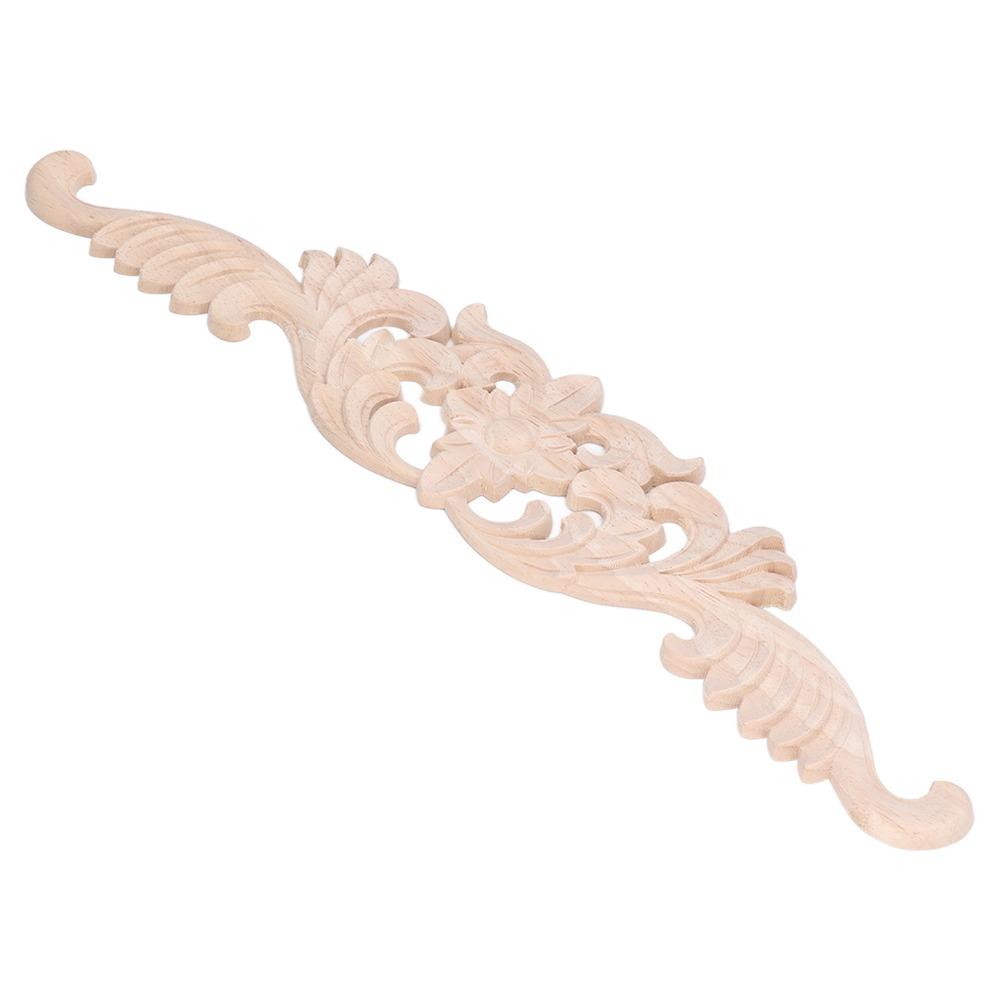 Light Brown Wood Carved Applique 40x8cm Cabinet Furniture Decoration Furniture Decoration