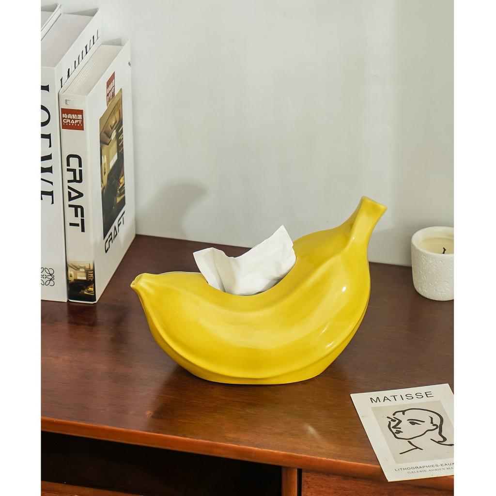 Banana Tissue Box Ceramic Creative No Anxiety Home Decor for Living Room Table
