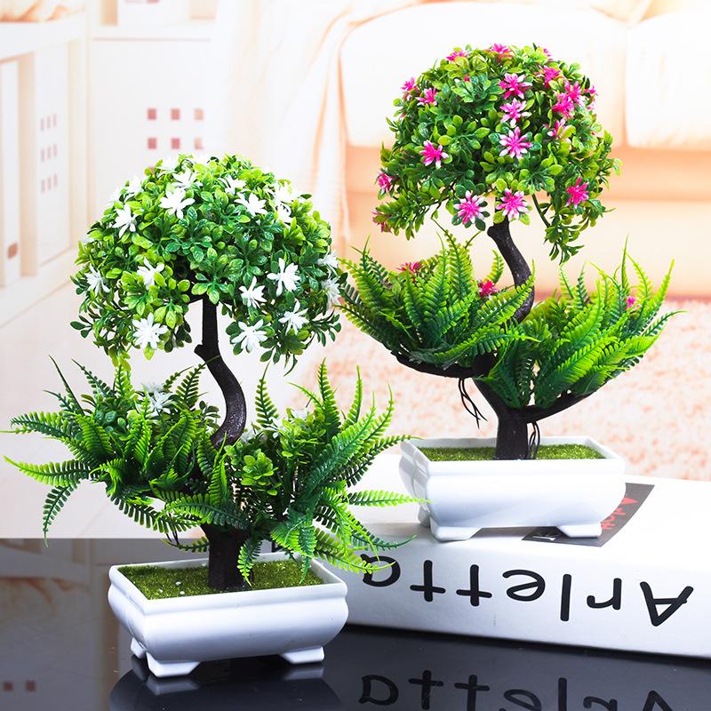 NEW Artificial Plants Bonsai Small Tree Pot Plants Fake Flowers Potted Ornaments for Home Decoration Hotel Garden Decor Colorful