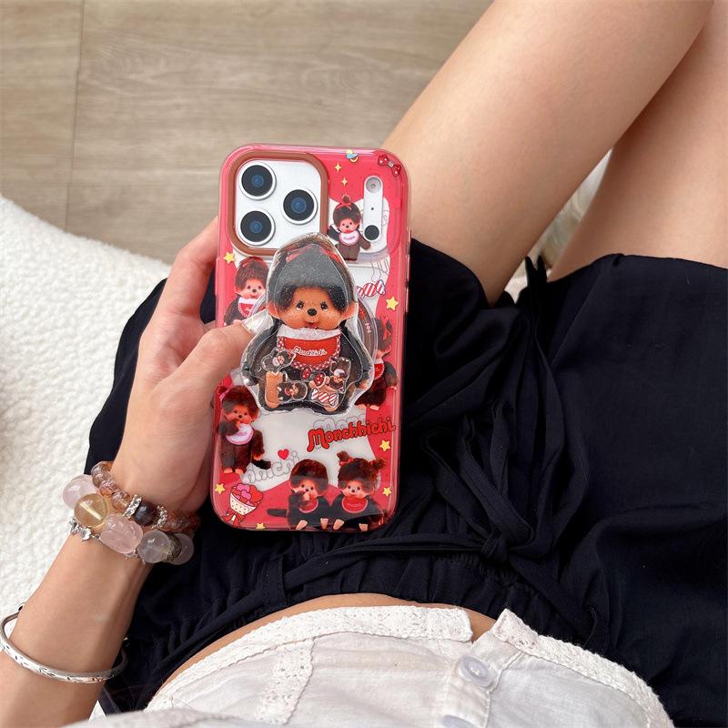 Magnetyczne etui Monchhichi z czerwoną obwódką na iPhone 17/16 Pro Max/15/14