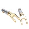 2pcs U Spade Speaker Plug Audio Screw Fork Connector Jack Adapter Gold Plated Pure Copper